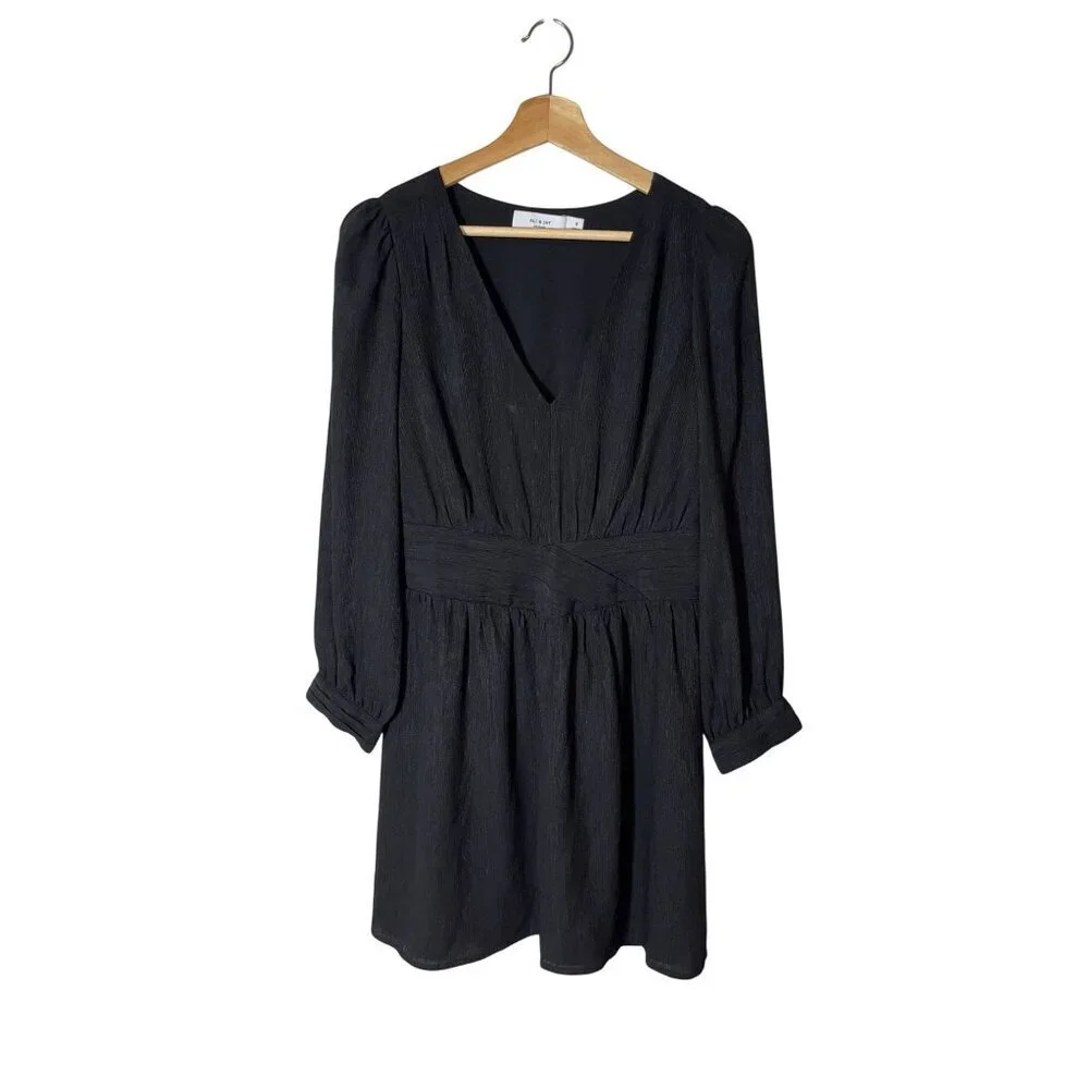ALI & JAY Black Long Sleeve V-Neck Mini Dress Size S Womens